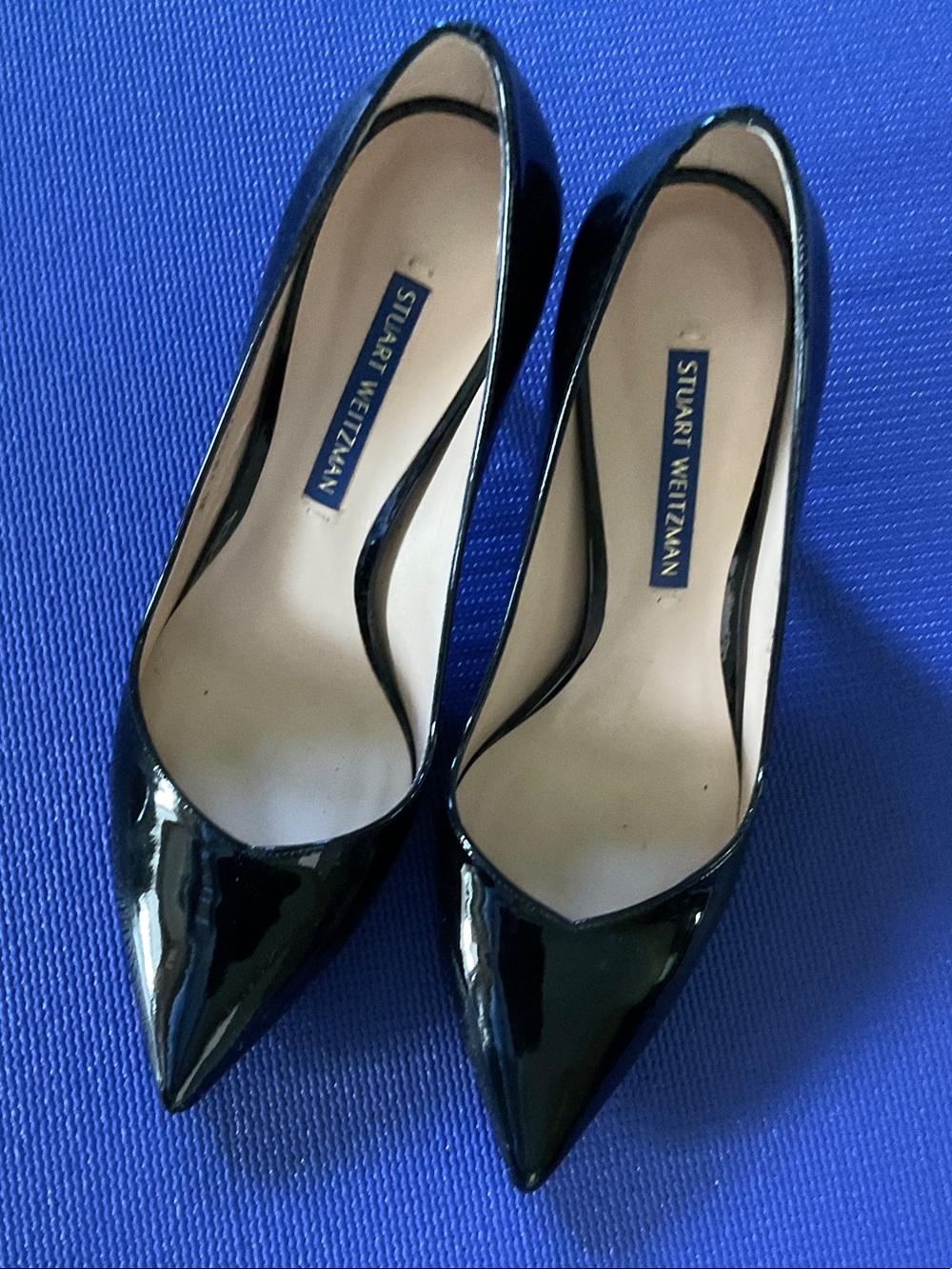 Stuart Weitzman Black Patent Pointed Toe Pumps